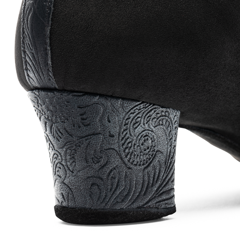 International F33 Black Leather-Black Fiori with 1.5" or 2" heel- NEW!