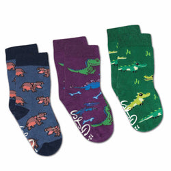 Hippopotamus, Crocodiles and Dinosaurs Kids Socks / 3-Pack