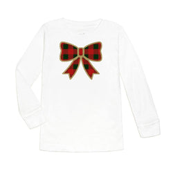 Kids Christmas Plaid Bow Long Sleeve Shirt- CLEARANCE