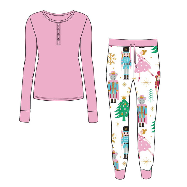 Sugar Plum Fairy Women's Henley Pajama Set- CLEARANCE