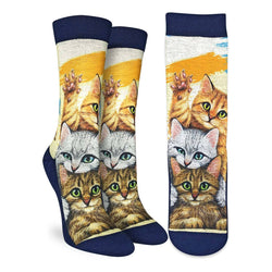 Women's Stack the Cats Socks: Shoe Size 5-9