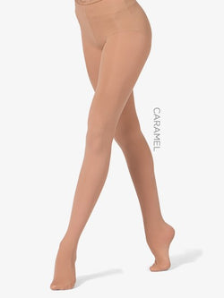 Capezio #1915C, #1915X Girl's Ultra Soft Footed Tights with Self Knit Waistband- Ballet Pink or Caramel