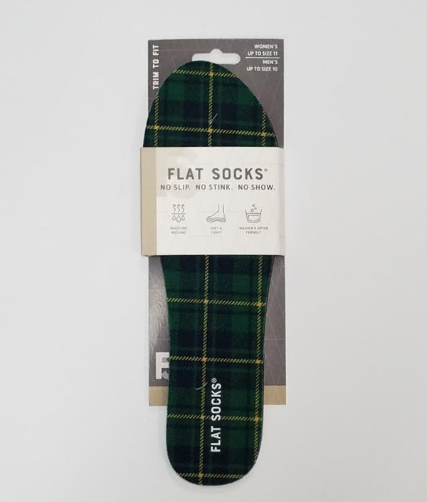 Flat Socks- Green Plaid- Clearance