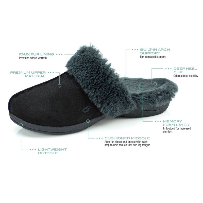 Powerstep Luxe Slipper- Black- CLEARANCE