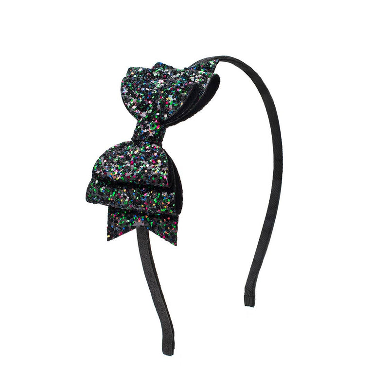 Black Confetti Bow Headband- OVERSTOCK