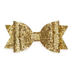Glitter Bow Hair Clip- Gold
