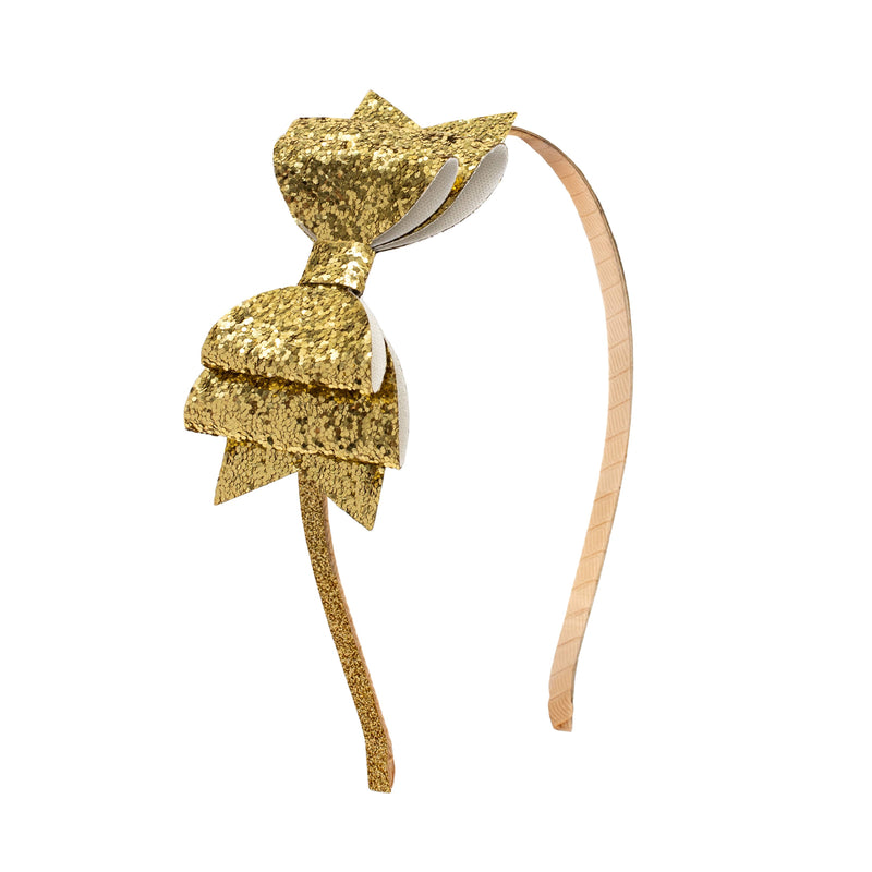Glitter Bow Headband- Gold