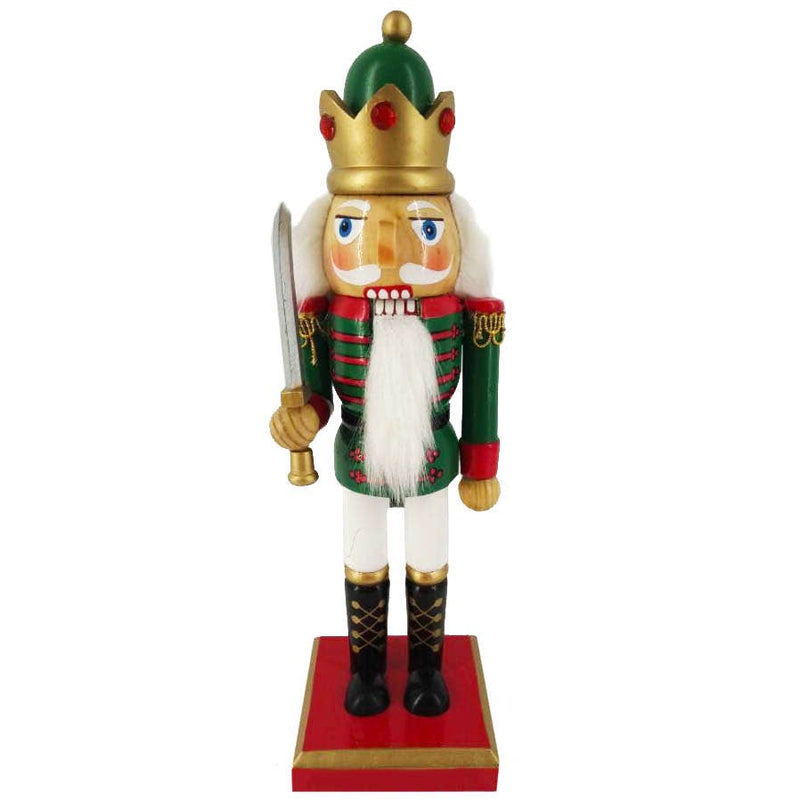 Traditional King Nutcracker Green and Bejeweled Crown- CLEARANCE
